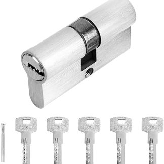Door Cylinder Lock Cylinder 30/30 Cylinder Lock Profile Cylinder with 5 Keys Knob Cylinder Lock Cylinder with Knob for Door Lock Front Door Interior Door 6 cm x 1.5 x 3 cm
