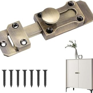 1Pcs Barrel Slide Door Bolt 3inch Zinc Alloy French Door Security Lock with Screws Anti Corrosion Secure Brass Door Bolt for Internal External Doors Gates Sheds Garages Cupboards Hotels (Brass)