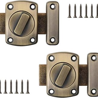 2 Pcs Rotate Door Locks, Rotate Gate Latches, Rotate Stainless Steel Bolt Lock with Screws for Bedroom Bathroom Toilet Doors (Bronze)