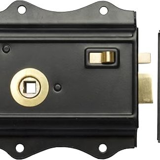 Old English Victorian Style Latch Lock Snib + Teak Beehive Rim Door Knob Set (Rim Lock Only)