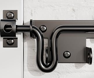 Slide Bolt Gate Latch for Wooden Fence Door Lock With Padlock Hole, Heavy Duty Sliding Lock, Black Barrel Bolt Latches Hardware for Wood Vinyl Fence Barn Shed