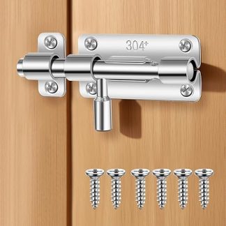 3 Pcs Door Lock Bolt,Gate Bolt Lock,Stainless Steel Door Latch with Screws 4,Heavy Duty Sliding Shed Bolts for Doors,Security Gate Bolts for Wooden Gates,Bathroom,Bedroom,Garden,Shed,Toilet,Fences