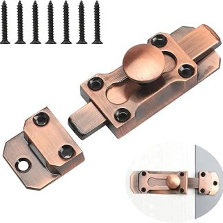 Barrel Slide Door Bolts, 3 Inch Brass Door Bolt, Heavy Duty Door Latches Locks, Internal Antique Zinc Alloy Security Latch Lock with Screws for Securing Internal External Doors, Bronze Tone
