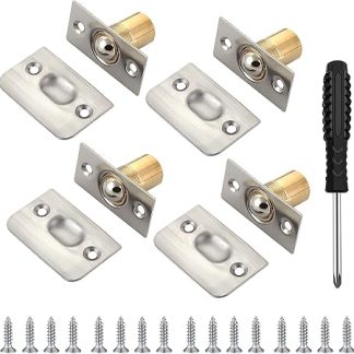 4 Pack Ball Door Catches, Adjustable Roller Ball Door Catches Spring Loaded Latch Lock Stainless Steel+Brass Roller Door Catch for Internal Door
