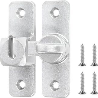 90/180 Degree Flip Barn Door Lock, Security Sliding Door Lock Aluminium Alloy Latch for Barn, Cabinet, Window, Garden Gate, Bathroom Silver