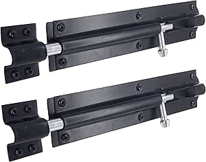 IRONTITE® 2 Pack Tower Bolt Black, Gate Bolts for Wooden Gates, Slide Bolt, Black Door Lock Bolt, Sliding Bolt Lock Or Garden Gate Bolt. 200mm (8”)