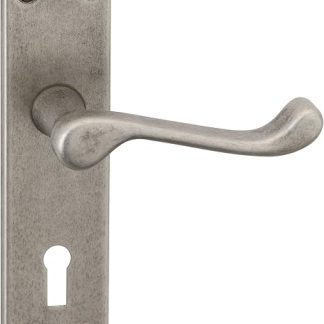 URFIC 100-325-AT LK Victorian Scroll Antique Pewter Lever Lock Door Handle Set