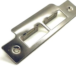 Polished Strike Plate Double Chrome for Mortice Lock or Tubular Latch 114mm Length x 25mm Width Pack of 1 (Double Chrome Strike Plate)