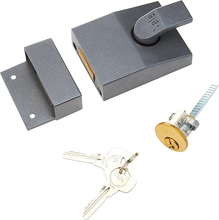 Yale B-82-DMG-PB-60 Standard Nightlatch, Standard Security, Dark Metallic Finish/Polished Brass Cylinder, 60 mm Backset